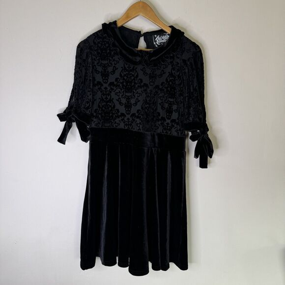 KILLSTAR Miss FurFur Black Velvet Babydoll Dress Goth Grunge Witchy Y2K XL NWT - Picture 3 of 12